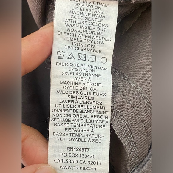 PRANA Halle Straight Leg Roll Up Pant Hiking Outdoors Coal Gray Size 8 - Picture 7 of 9